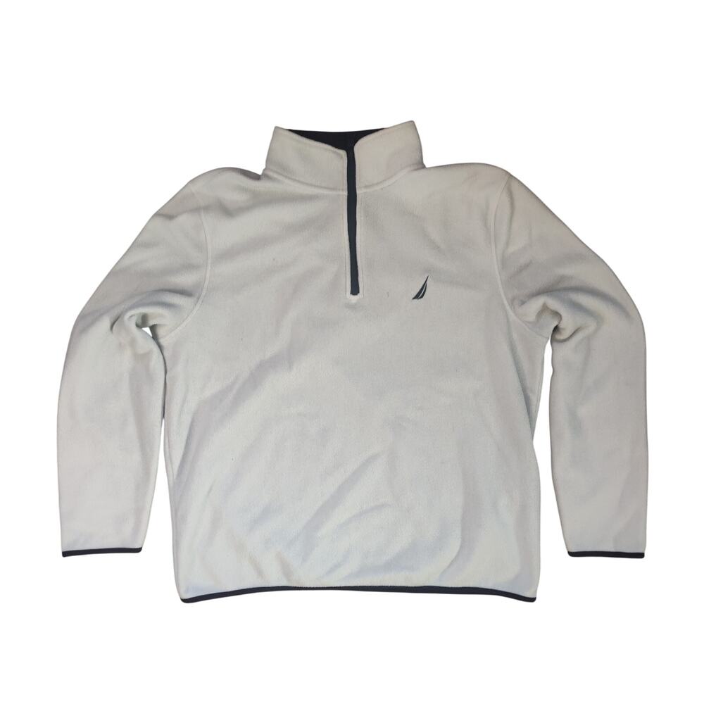 Nautica Fleece Sweatshirt Men’s Large Gray Quarter Zip Casual